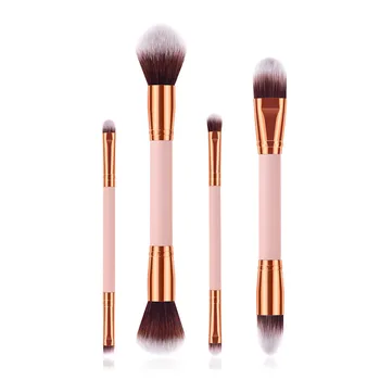

4PCS Double Head Makeup Brushes Set Contour Face Blush Eyeshadow Foundation Tool Pink Handle Make up Brushes T04026