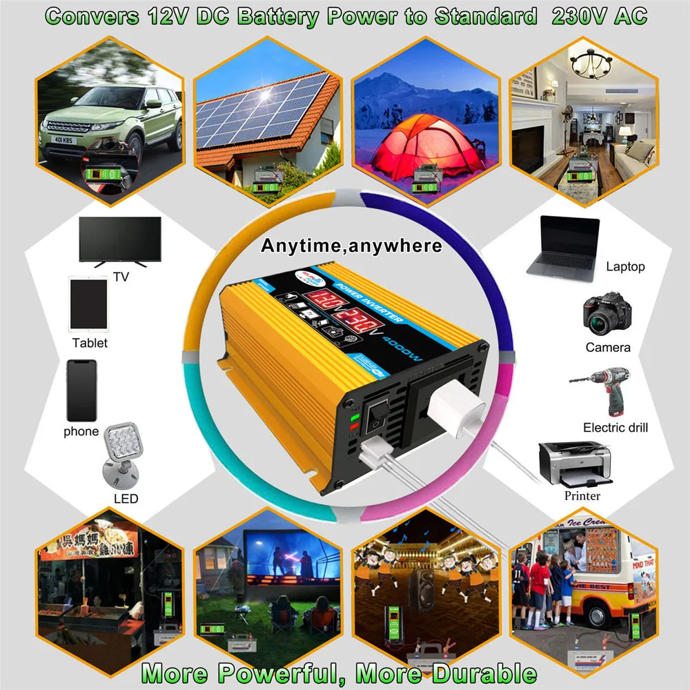 Modified Sine Wave Inverter High Frequency 300W Power Watt Power Inverter DC Converter Car Power Charger Inverter