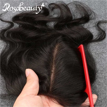 

RosaBeauty Silk Base Closure Body Wave Wave 4x4 Remy Human Hair Closure Bleached Knots Nature Color Free shipping