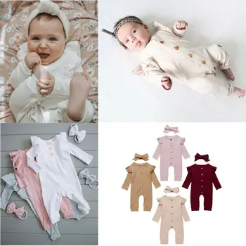 

Newborn Baby Girl Boy 2PCS Autumn Clothes Set Knitted Romper Jumpsuit Outfits