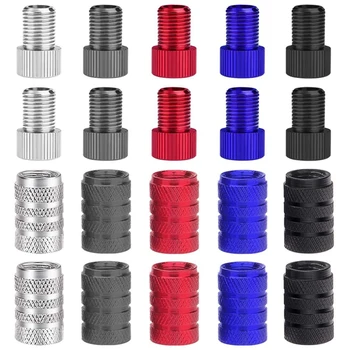 

20pcs Pump Valve Adapter with Cap Bicycle Convert Presta to Schrader Valve Wheel Tyre Gas Nozzle Tube Tool Bike Accessories
