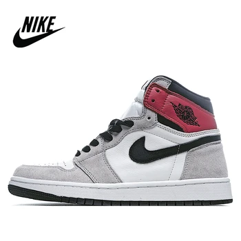 

Original NIke Air Jordan 1 Light Smoke Grey Men's and Women's basketball shoes size 36-45 555088-126