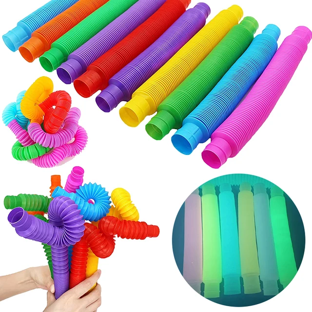 Macarone Luminous Tubes Sensory Fidget Toy Stress Relieve Toys Autism Anti Stress Plastic Bellows for Children Squeeze Gifts Toy 1