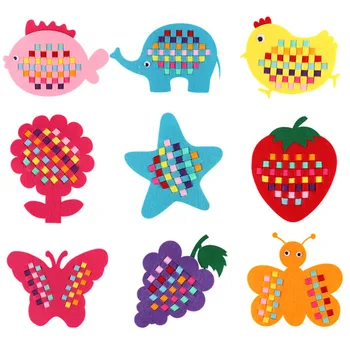 

3pcs Children's Handmade DIY Weaving Animals Fruits Stars Car Flower Cartoon Educational Toy Making Material Package