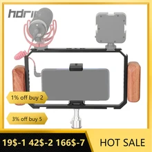 

HDRIG Smartphone Video Rig with 3 Shoe Mounts Adjustable Dual Wooden Handgrips Tripod Mount Stand Stabilizer Smartphone