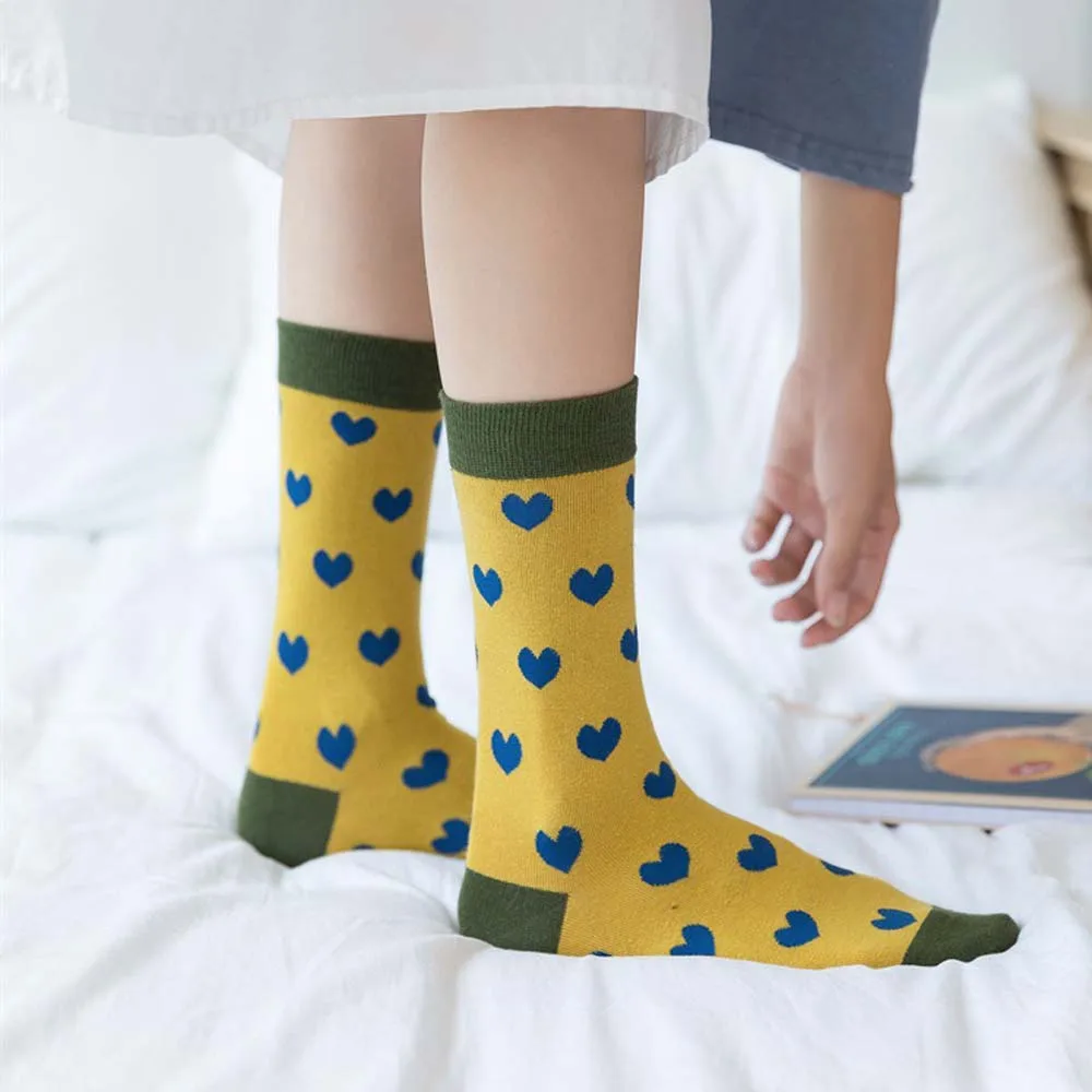 Индивидуальные однотонные женские носки; милые повседневные женские носки в горошек; модные носки в Корейском стиле; зимние теплые носки; 5 цветов на выбор