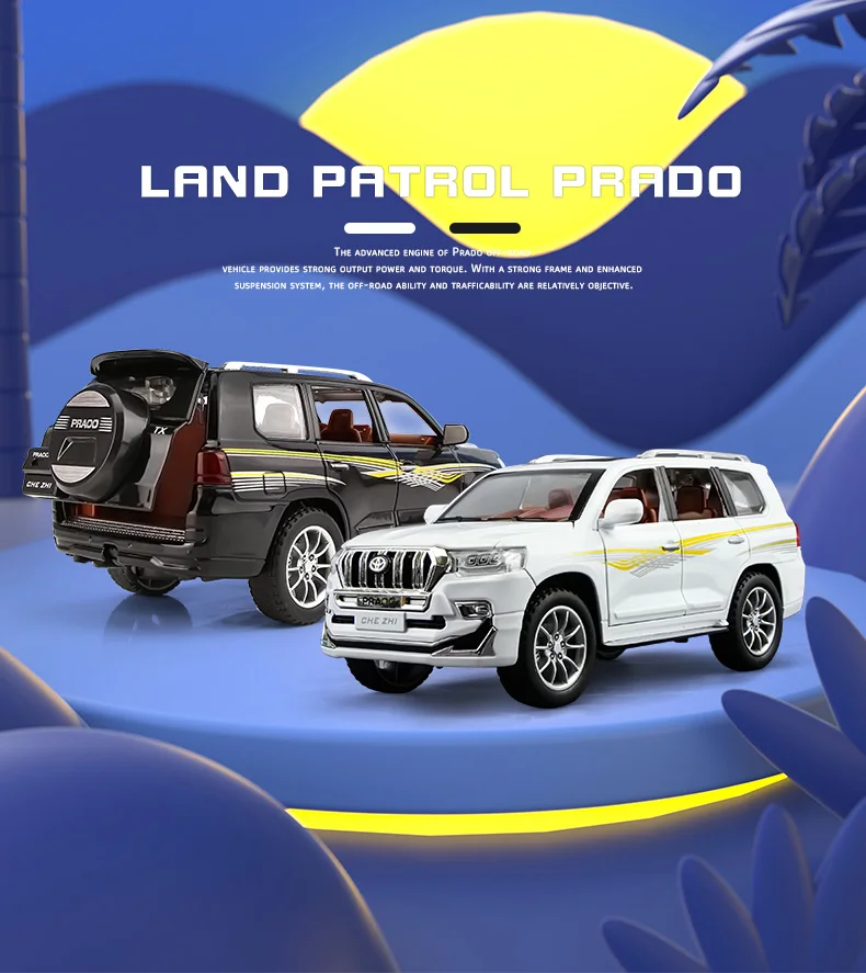 TOYOTA Land Cruiser Prado SUV Collection 1:24 CheZhi Car Exquisite Simulation Diecasts