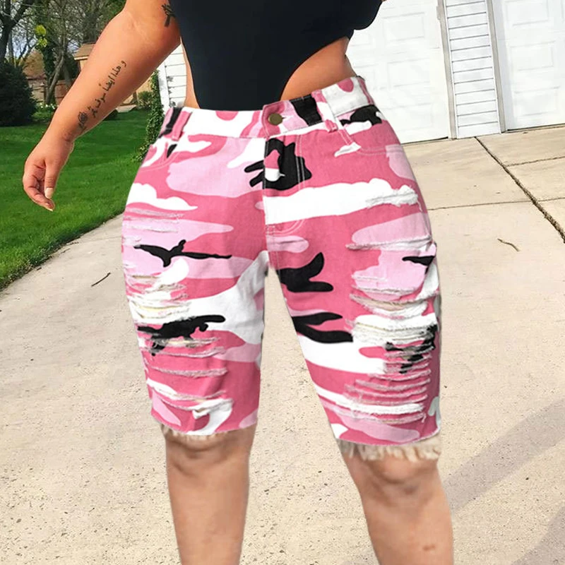 ripped camo shorts
