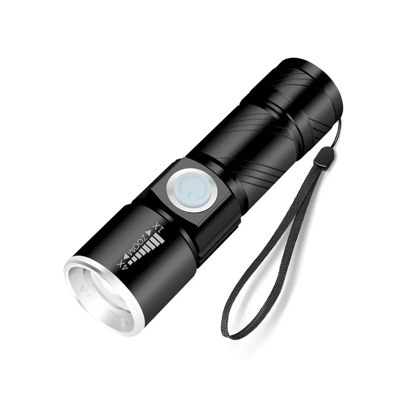 

Mini LED Outdoor Lithium Battery USB Charging Zoom Flashlight