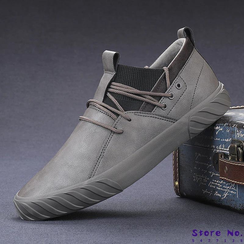 

Men High-Top sneakers for men outdoor Comfortable fashion casual male shoes adult Men Loafers Moccasins Leather Shoes 2019 New