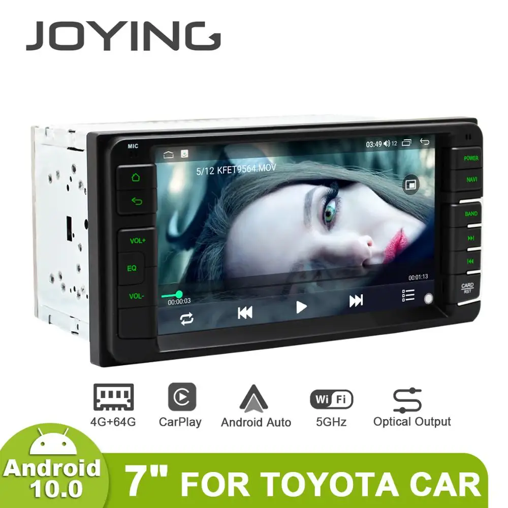 Joying som automotivo com gps, tela de 7 ", android 10, 2 din, rádio