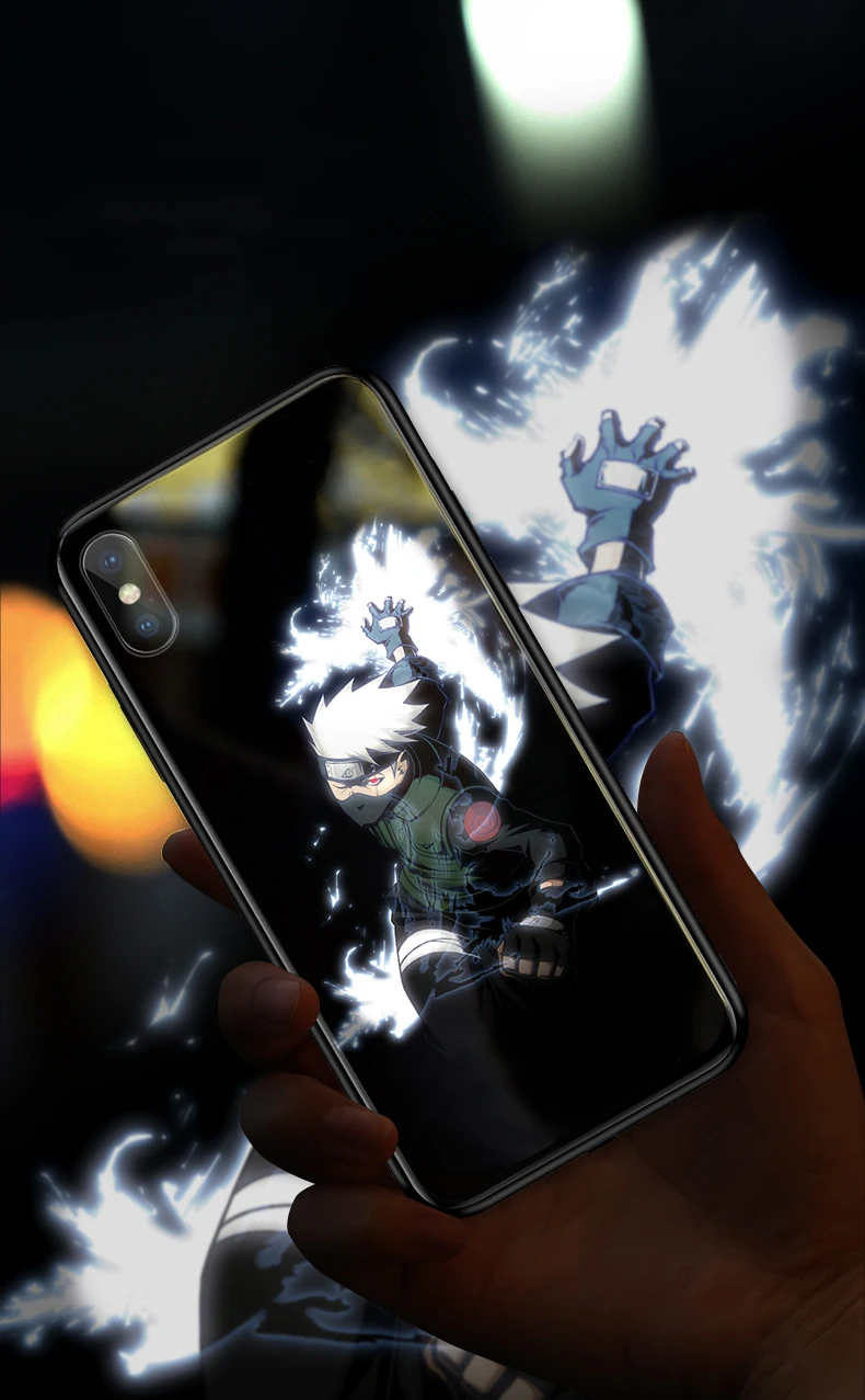Yagoo умный светодиодный светящийся Sasuke Narut чехол для телефона для iPhone X XS XR MAX 6 6S 7 8 Plus чехол s задняя крышка Funda роскошный силиконовый