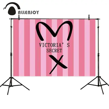 

Allenjoy Pink Stripes Backdrops Victoria Secret Heart Party Photozone Banner Celebrate Fashion Event Photograhy Backdrop Decor