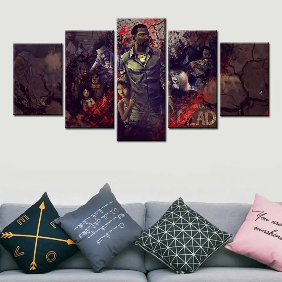 No Framed Canvas 5Pcs The Walking Dead A Telltale Game Wall Art Poster Picture Home Decor Accessori Per Soggiorno Dipinti