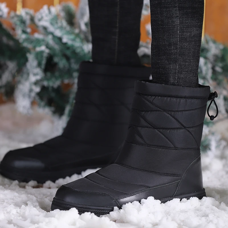 Ifrich Hot Snow Boots For Men Inside Fur Hunting Boots Man Brand Winter Warm Men Boots Black Blue Mens Large Size Boot
