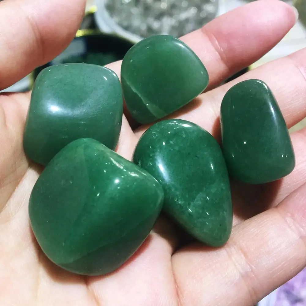 100G Natural green dongling jade crystal tumbling crystal treatment