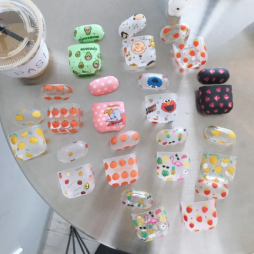 

Fruit Avocado Strawberry orange Lemon Earphone Headset Accessories PC Protect case For Airpods Wireless Bluetooth Headset bags