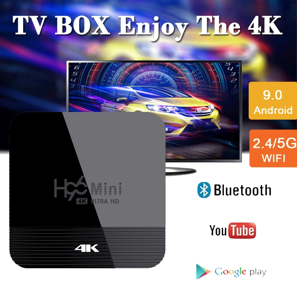 

RK3228A H96 MINI H8 smart tv set top box H.265 Android 9.0 2.4G/5G WiFi Bluetooth 4.0 Youtube Google Player H96 max smart tv box