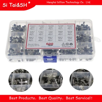 

15value 600pcs Transistor TO-92 Box Kit 2N2222 2N3904 2N3906 2N5401 3N5551 A1015 C1815 C945 S8050 S8550 S9012 S9013 S9014 S901