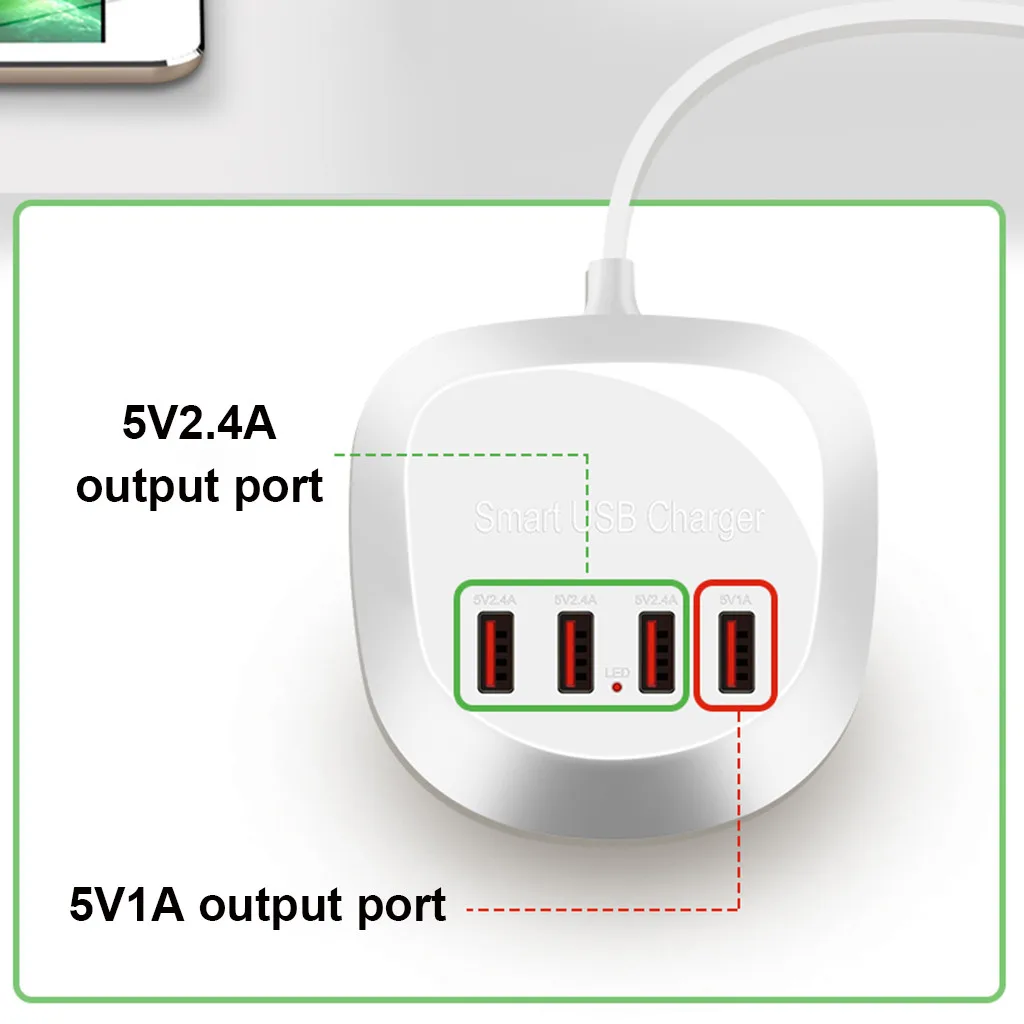 4 порта 2.5A USB быстрое зарядное устройство для путешествий Универсальный адаптер для зарядки