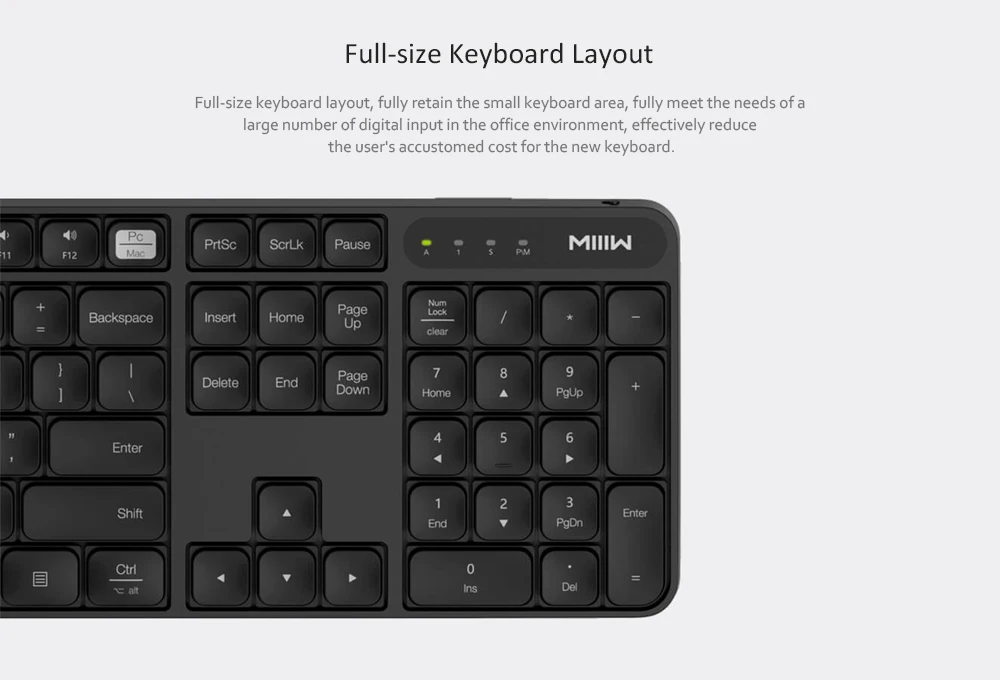 Durable Xiaomi MIIIW Wireless Office Keyboard& Mouse Set 104 Keys 2.4GHz Multi System Compatible Wireless Portable Keyboard