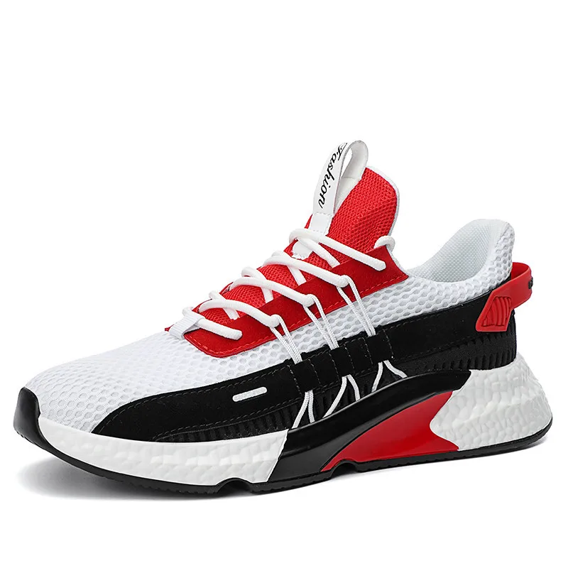 New Arrival Men Shoes Mixed Color Air Mesh Breathable Running Shoes Yellow Blue Design Athletics Sports Shoes Men Sneakers - Цвет: Красный