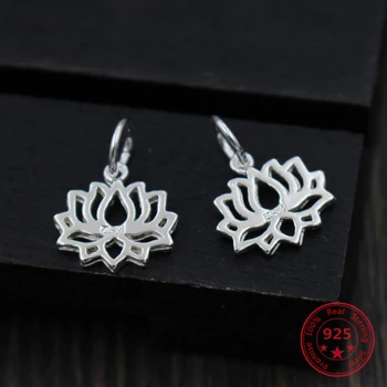 

2pcs Charm 925 Sterling Silver Color Handmade Lotus Pendant Fit DIY Bracelets Bangles Earrings Women Jewelry Small Accessories