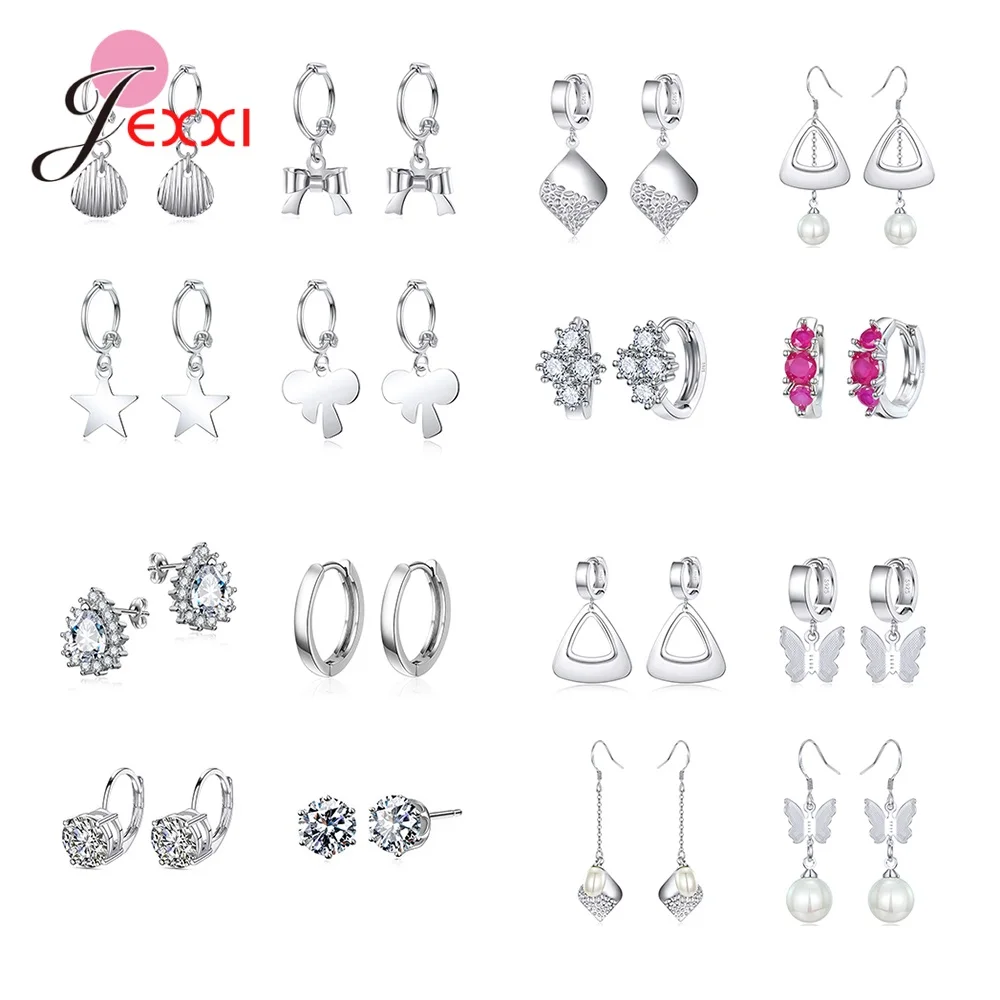 Top Sale 925 Silver Needle Earrings Mixed Styles Cheap Price 4 Pairs Different Style Wedding Engagement Party