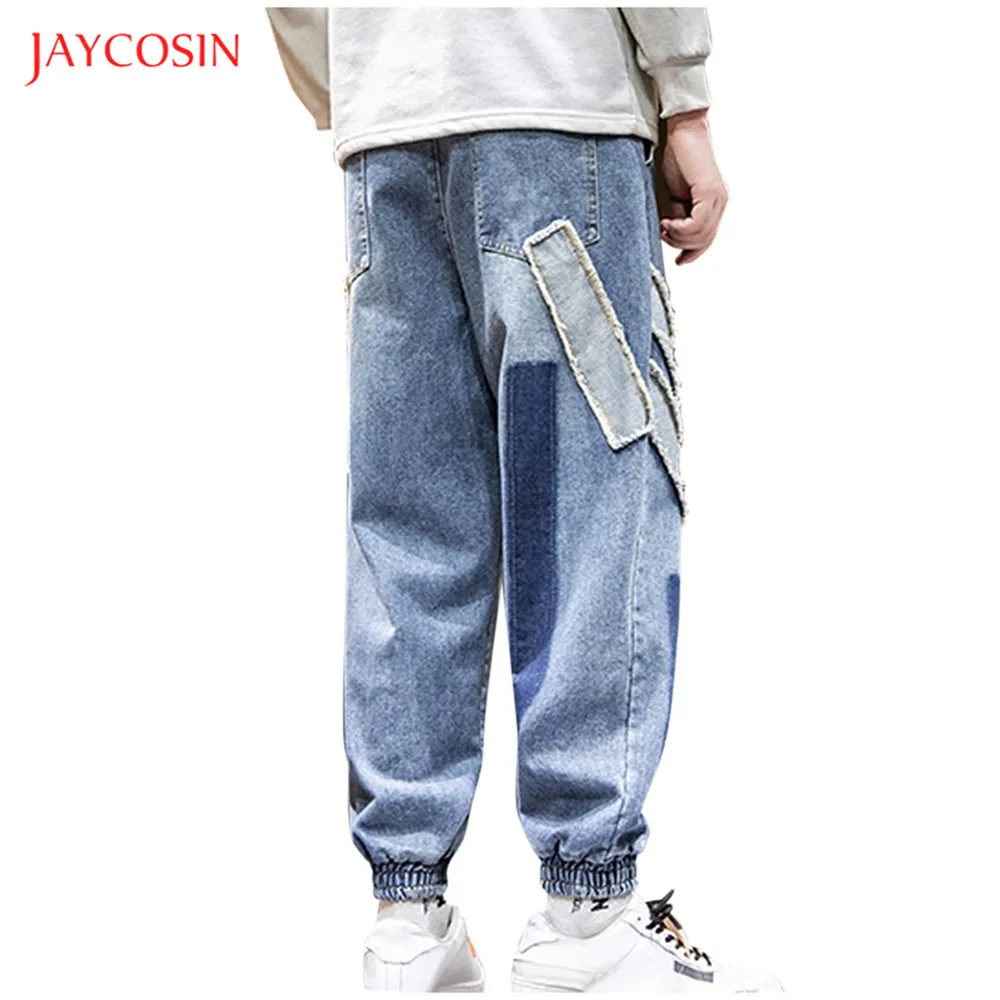 Jaycosin, мужские джинсы, модные, хип-хоп, уличная одежда, из кусков, джинсы, брюки, повседневные, с эластичной талией, узкие брюки, мужские, s Homme, брюки
