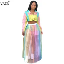 VAZN Лето Новая женская Повседневная модная открытая кружевная Удобная разноцветная юбка в пол ASL6120