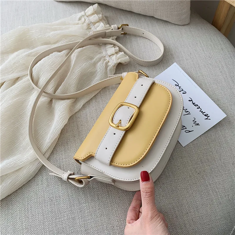 

Summer New Arrival Bag Women's 2020 New Style Fashion Korean-style Versatile Shoulder-Style Contrast Color Semicircle Saddle Bag