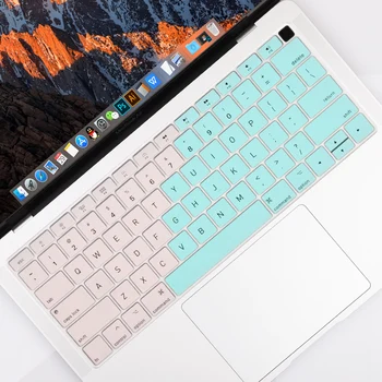 

Gradient Pink Green Keyboard Cover for MacBook Air 13 inch 2019 2018 Model A1932 with Touch ID Soft Silicone Keyboard Skin Film