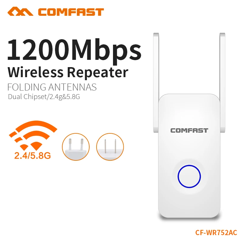 COMFAST 1200 Мбит/с репитер-удлинитель WiFi Мини Wi-Fi роутер 5 ГГц 867 Мбит/с+ 2,4 ГГц 300 Мбит/с точка доступа ЕС США Plug CF-WR752AC