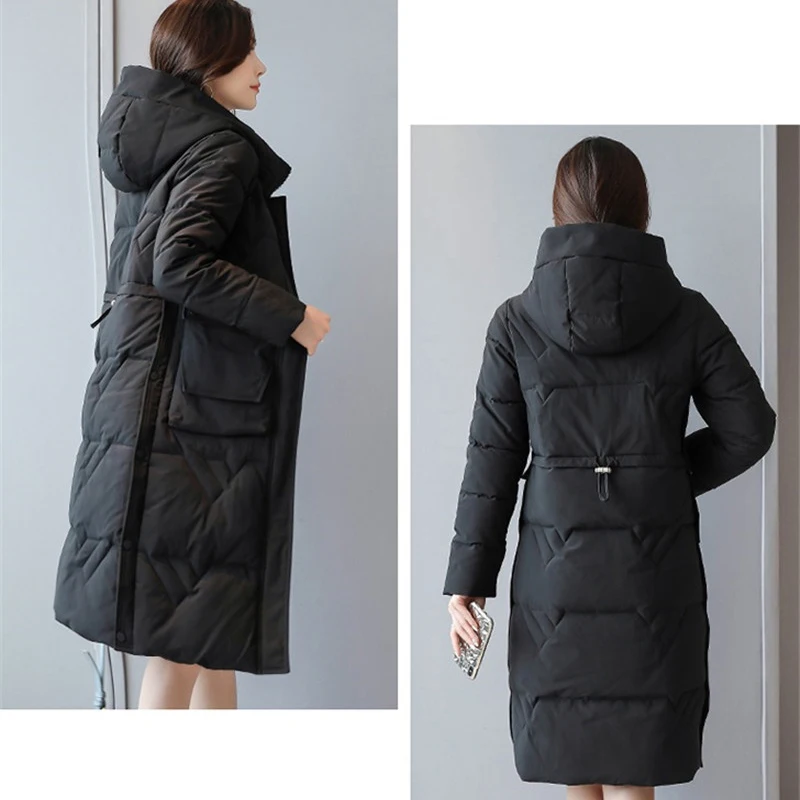 Плюс Размер Женская хлопковая куртка новая зимняя Корейская Толстая теплая пуховая хлопковая куртка s Студенческая Женская длинная Повседневная парка с капюшоном FF1017