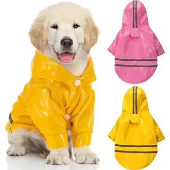 

Spring Summer Dog Raincoat Reflective PU Puppy Pet Rain Coat Hooded Waterproof Dog Jacket Clothes For Dogs Chihuahua Yorkshire