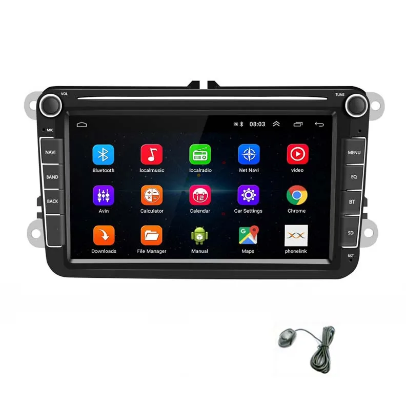 2 Din автомагнитола gps навигация Мультимедиа для VW POLO PASSAT B5 B6 Golf 5 Octavia SEAT LEON Tiguan Touran Jetta School Rapid - Цвет: with MIC