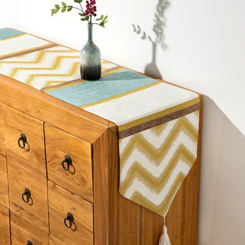 

Colorful Striped Tassel Table Runner Coffee Table Sideboard Tablecloth Desktop Fashion Cloth Decor Home Printed Table Runner
