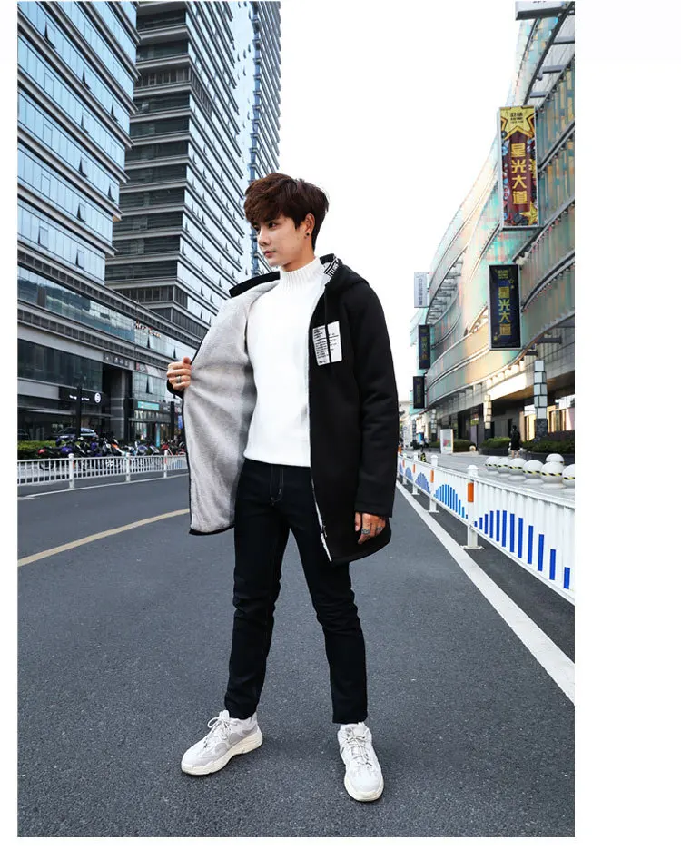 MEN'S Coat Autumn& Winter Brushed And Thick Korean-style Slim Fit Trend Handsome Mid-length Trench Coat Men'S Wear Casual Jacke