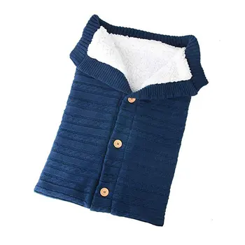 

Wool Knit Plus Velvet Thick Warm Button Sleeping Bag Baby Outdoor Baby Stroller Sleeping Bag Blanket