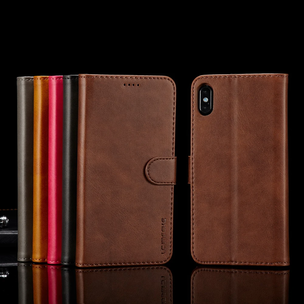 Деловой чехол-кошелек для iphone 6 6S 7 8 Plus флип-кейс X XR XS Max LuxuryPU кожаный магнитный