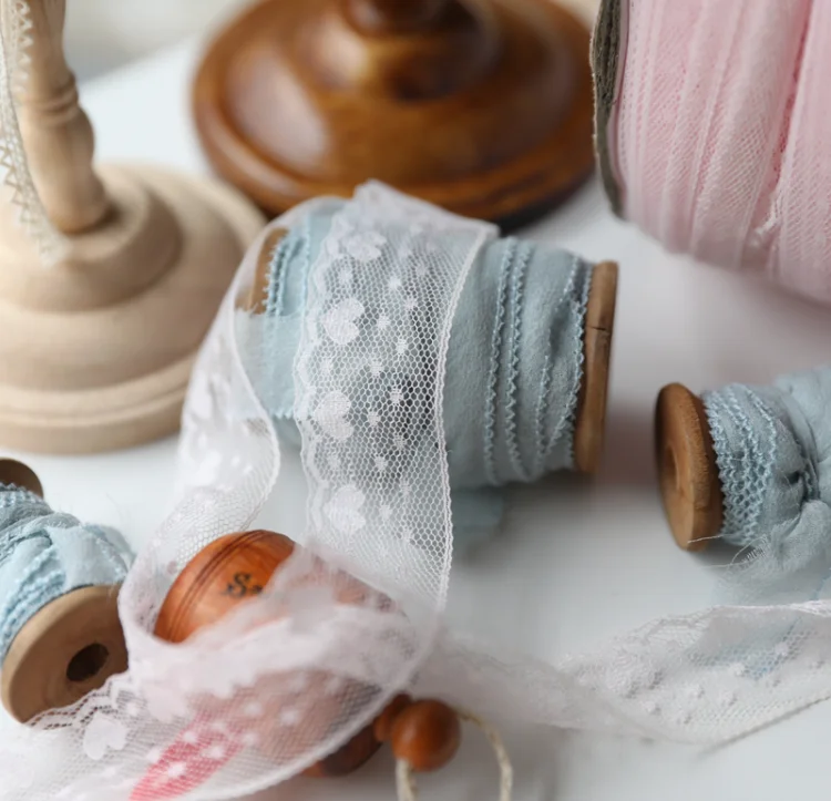 Lace Fabric lace ribbon 4 Meters/lot 2.7cm Venise Light Pink Elastic Lace Trim For Wedding Bridal Garment Underwear Bra