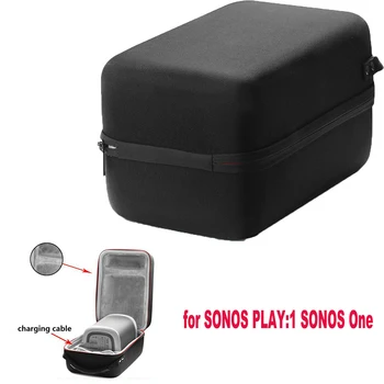 

Portable Wireless Bluetooth EVA Speaker Case for SONOS PLAY:1 SONOS One Dual Pocket Audio Cable Carrying Travel Bag-Black