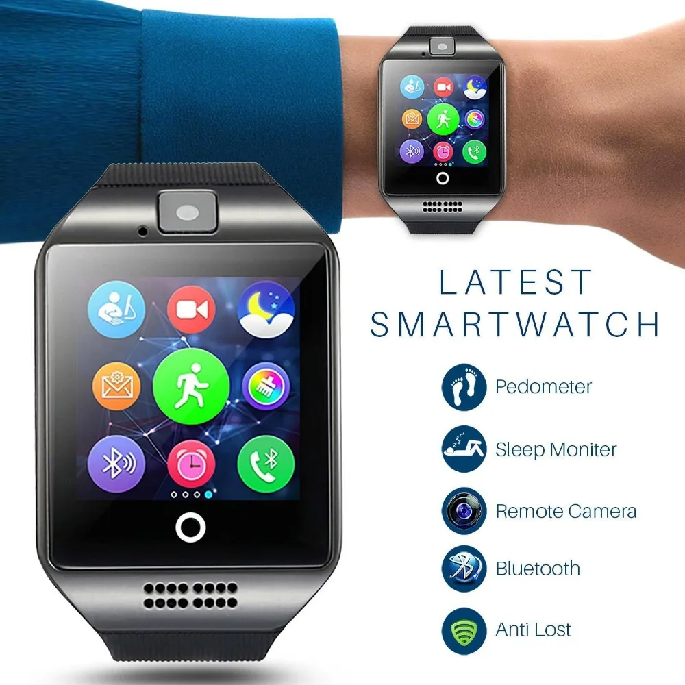 Q18 Смарт-часы с камерой Bluetooth Smartwatch SIM TF слот для карты фитнес-трекер спортивные