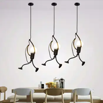 

Retro Iron Swing Figure Pendant Lights Metal Hanging Lamp Cafe Restaurant Ceiling Light Hanging Pendant Lamps Home Decor