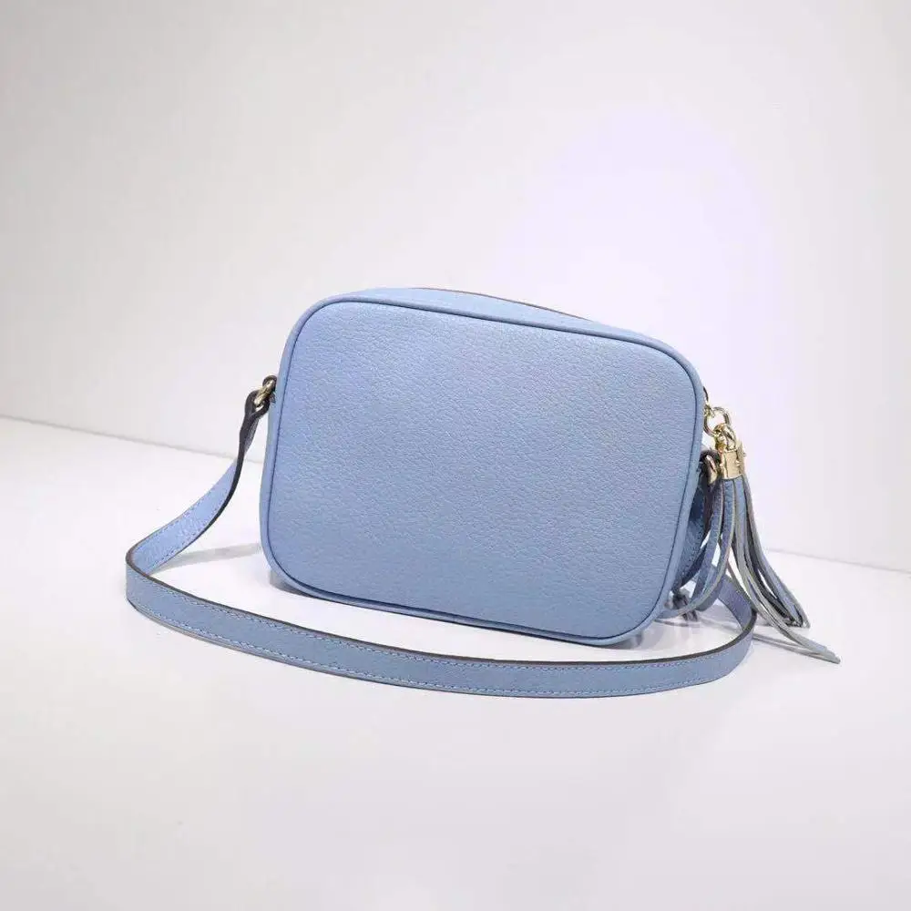 Новые женские кожаные сумки роскошные брендовые дизайнерские сумки через плечо из натуральной кожи - Цвет: Небесно-голубой