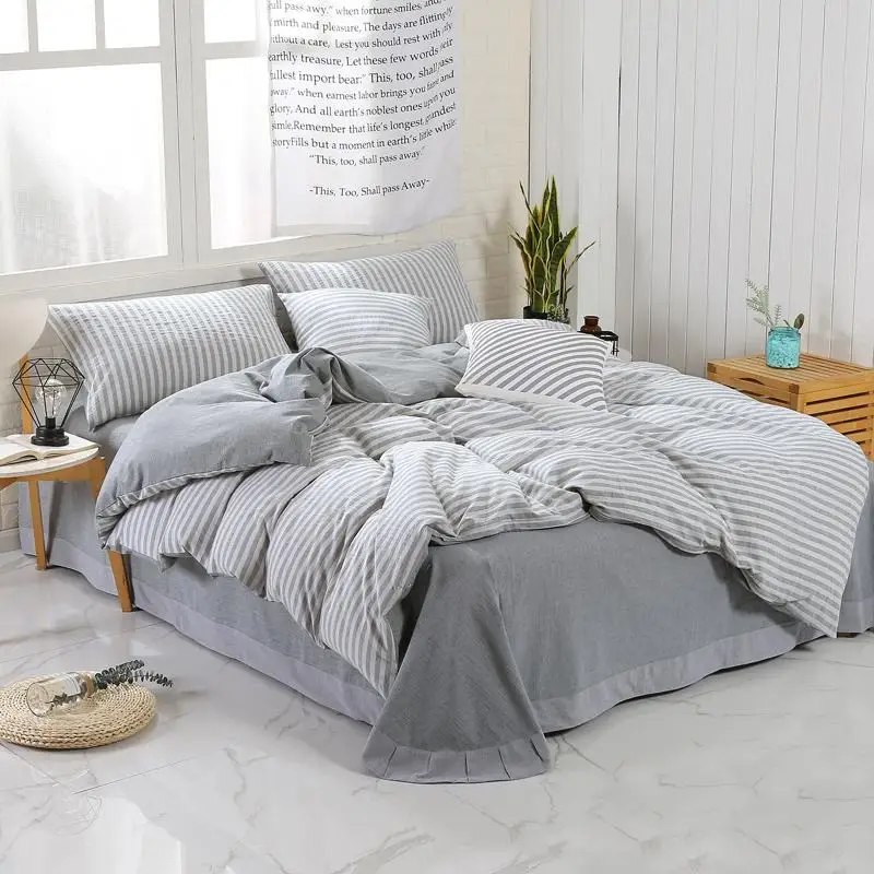 4 шт., пододеяльник queen King size, простыня, 2 подушки, shams, хлопок, очень мягкий и легкий в уходе, простой стиль, Комплект постельного белья - Цвет: Color 9