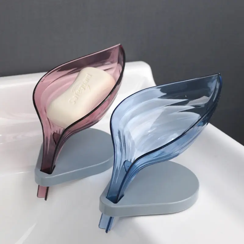 Leaf Plastic Holder Soap Box Hole-Free Bathroom Storage Rack Suction Cup Inter-Platform Basin Draining Shelf | Дом и сад
