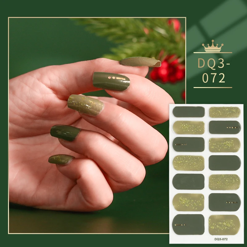 Green And Dark Green Manicure Decoration Solid Colors And Creative Nail Art Nail Wraps DIY Nail Adhesive Designed Full Beauty 22 tips sheet solid colors and creative nail art nail decoration nail accesoires manicure decoration full beauty nail tips