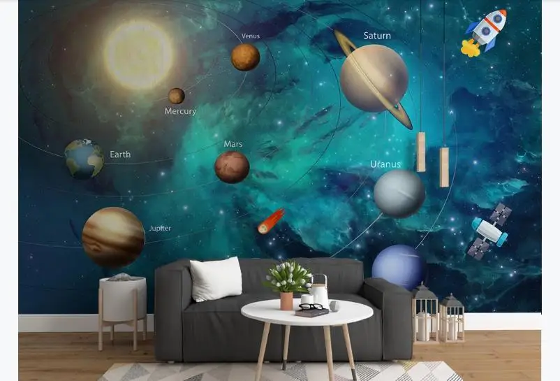 Современные креативные фотообои 3D Ручная роспись Космос Вселенная детская
