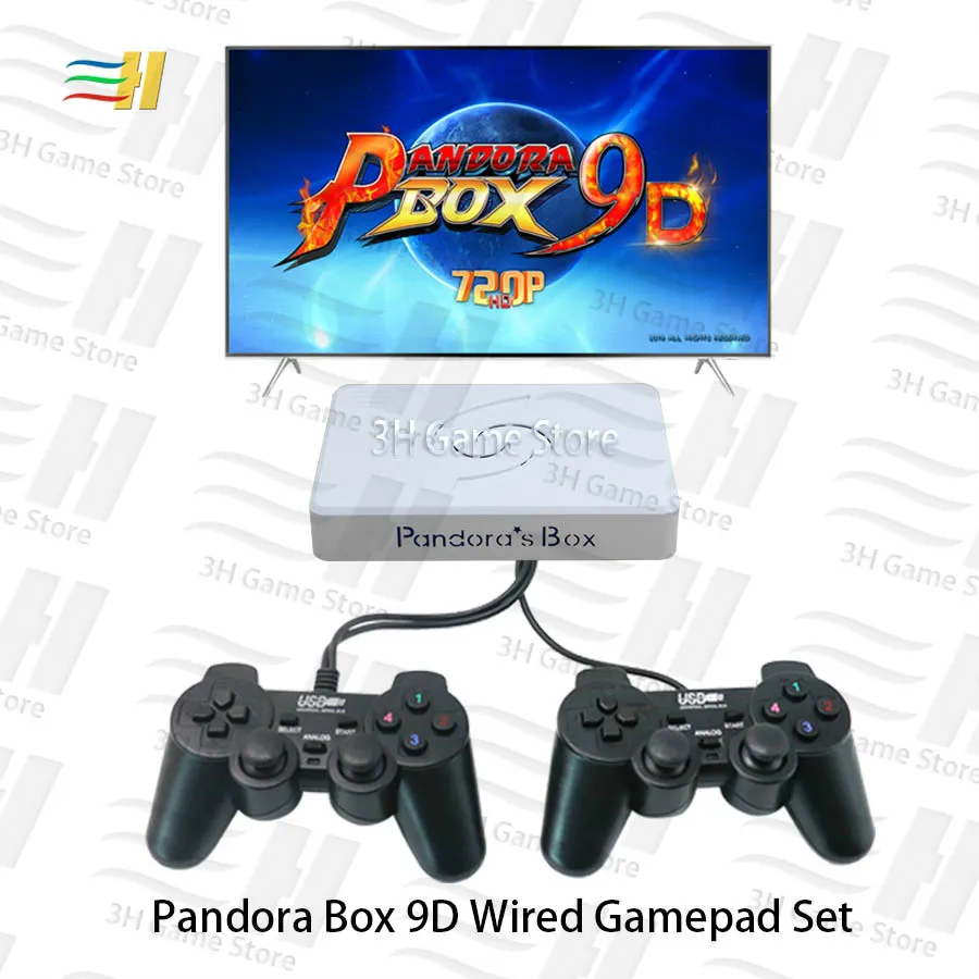 Goedkoop Pandora Box 9D 2500 in 1 moederbord 2 Spelers Wired Gamepad en Draadloze Gamepad Set Usb sluit joypad hebben 3D games Tekken